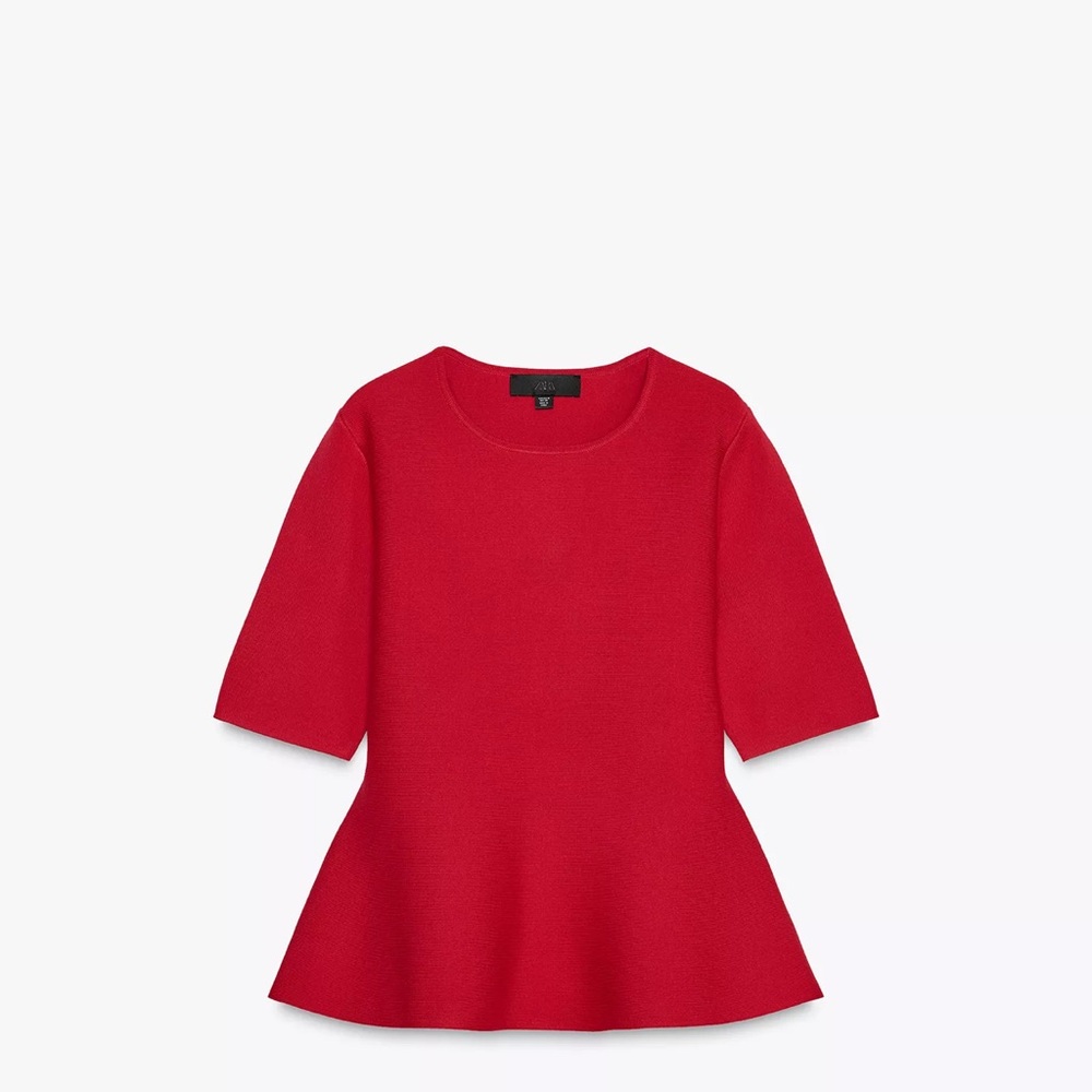 Zara Red Peplum Top